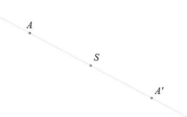 Slika prikazuje : A' je centralna simentrija točke A s obzirom na središte simetrije S