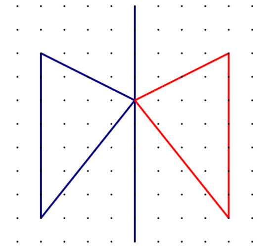 Slika prikazuje osnosimetričnu sliku trokuta na geoploči.