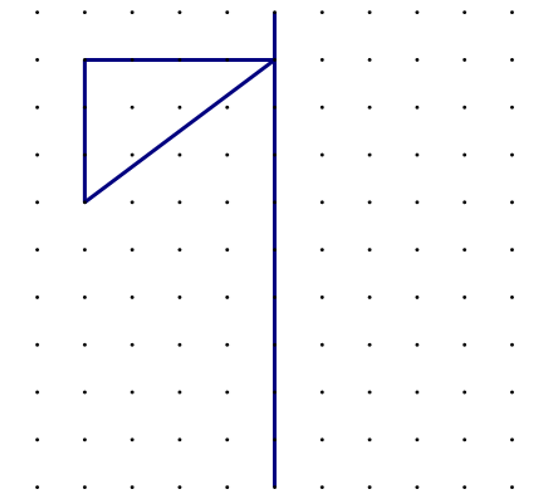 Slika prikazuje trokut na geoploči te os simetrije.