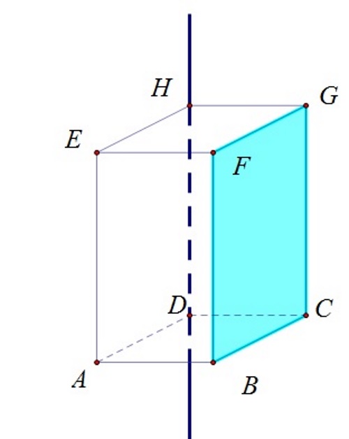 Na slici je na modelu prostora -kvadru istaknuta ravnina BCG i pravac HD