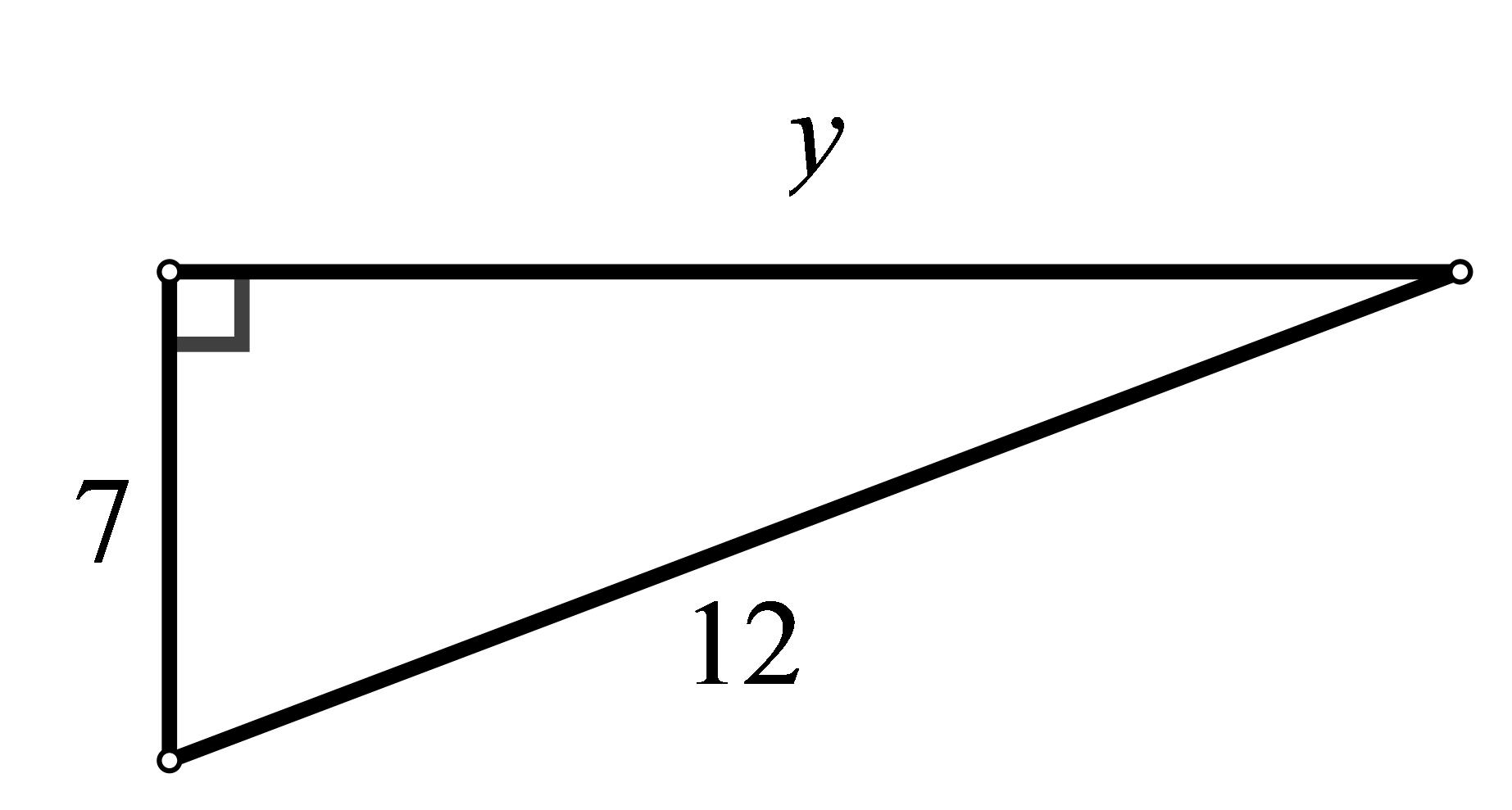 Slika prikazuje pravokutni trokut s hipotenuzom duljine 12 cm i jednom katetom duljine 7 cm