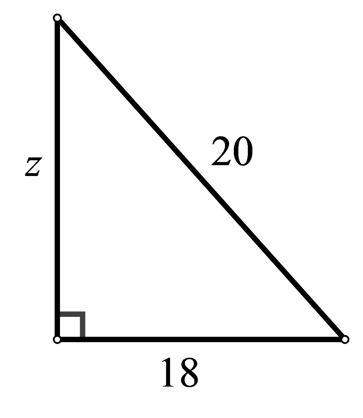 Slika prikazuje pravokutni trokut s hipotenuzom duljine 20 cm i jednom katetom duljine 18 cm