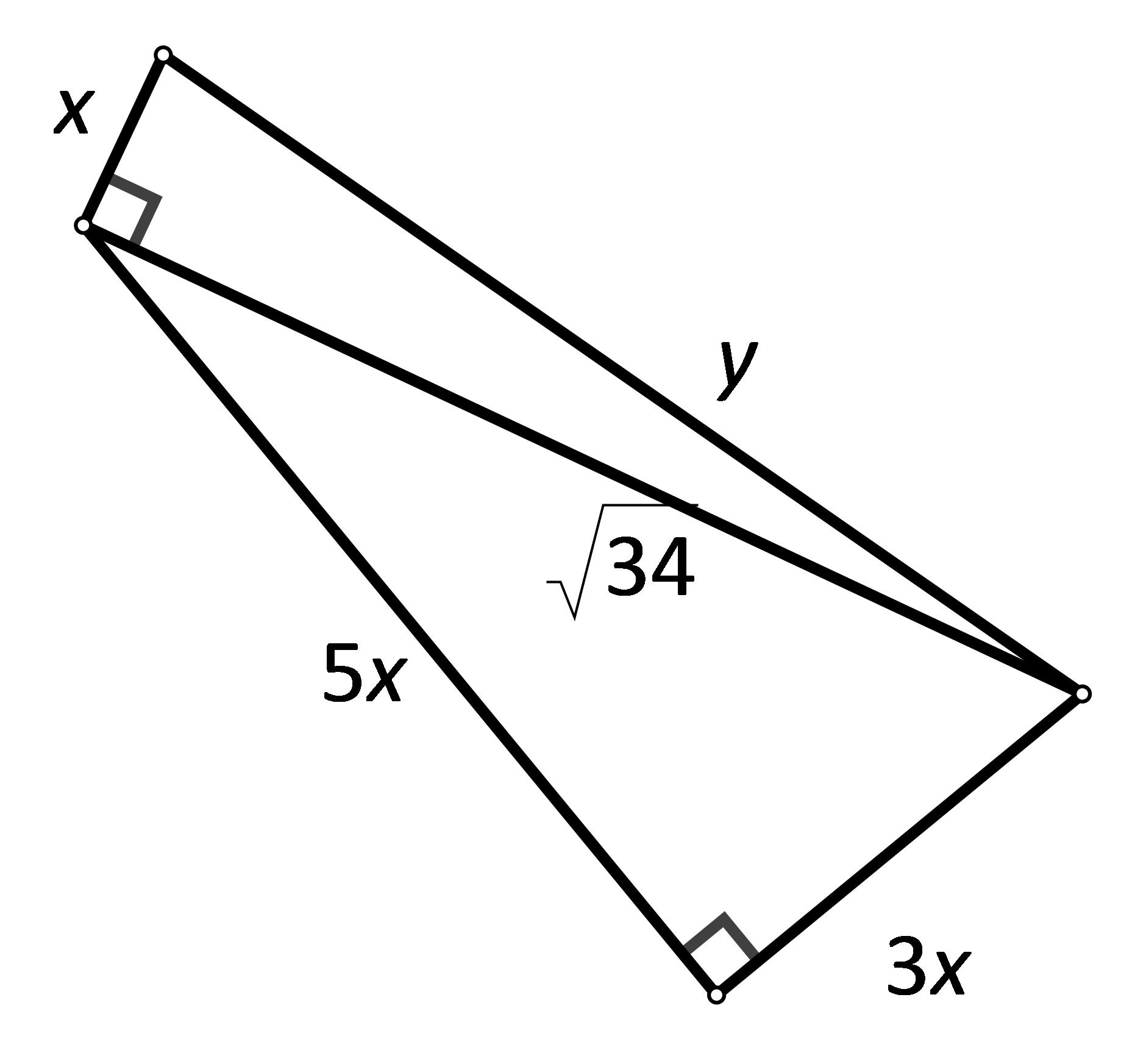 Slika prikazuje pravokutan trokut s nacrtanim pravokutnim trokutom nad njegovom hipotenuzom