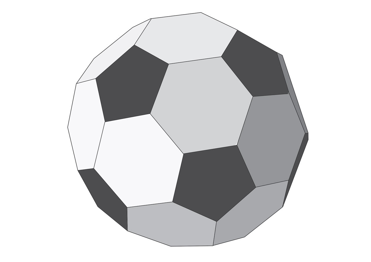 Slika prikazuje najpoznatije Arhimedovo tijelo, nogometnu loptu.