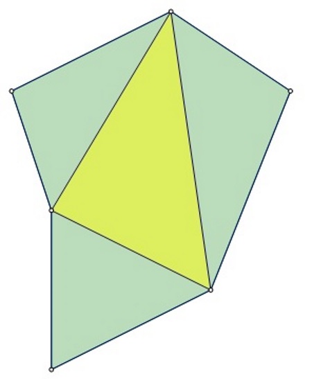 Na slici je raznostraničan trokut nad čijim stranicama su raznostranični trokuti međusobno različitih duljina stranica