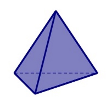 Slika prikazuje trostranu piramidu.