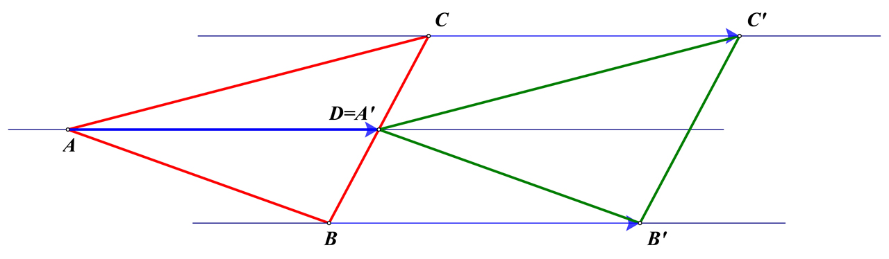 Slika prikazuje translaciju trokuta ABC za zadani vektor.