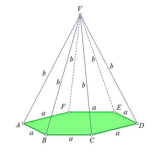 Na slici je pravilna uspravna šesteostrana piramida ABCDEFV