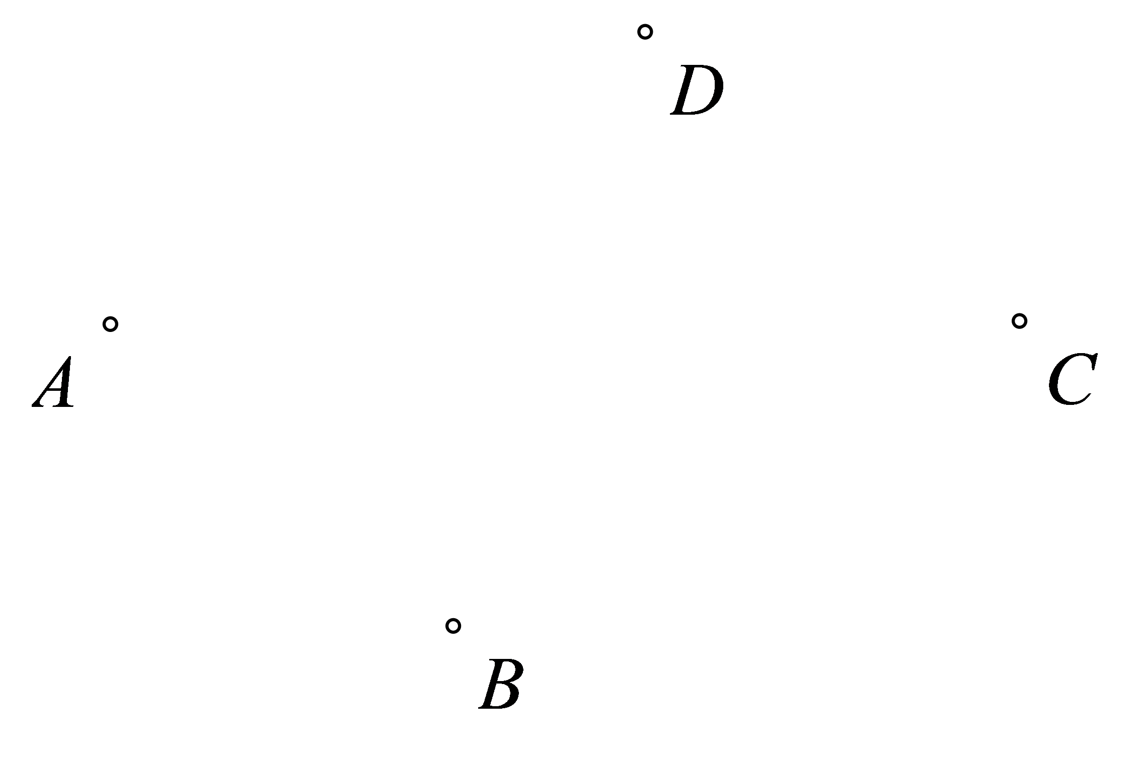 Slika prikazuje četiri različite nekolinearne točke