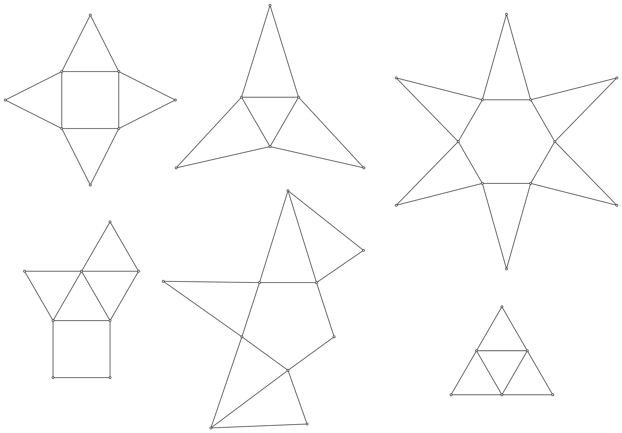 Slika prikazuje razne mreže raznih pravilnih piramida.