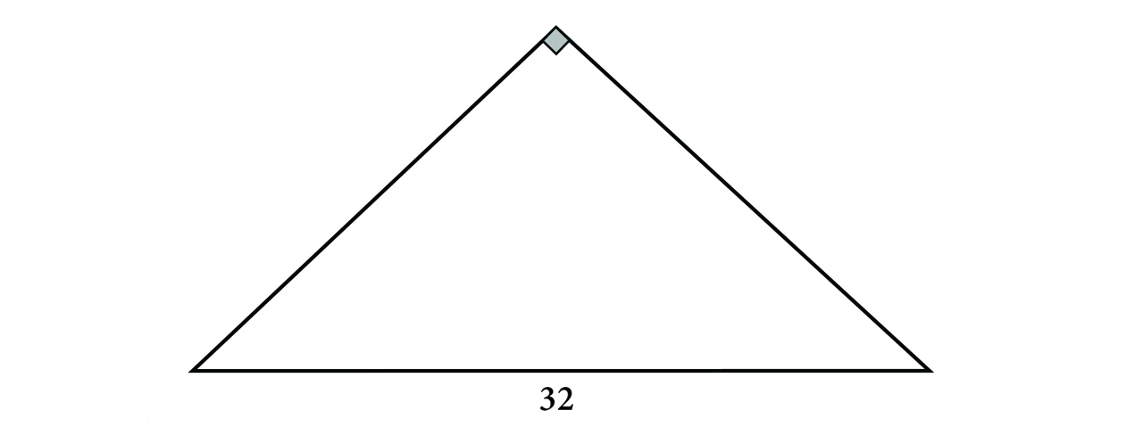 Na slici je jednakokračni praokutni trokut ABC s hipotenuzom duljine 32.