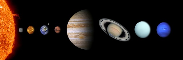 Na slici su prikazani planeti Sunčevog sustava zajedno sa Suncem.