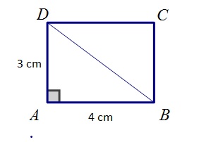 Na slici je prikazan pravokutnik sa stranicama duljine 3 i 4 cm i istaknutom dijagonalom