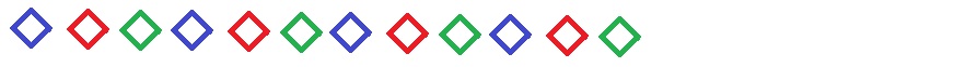 Slika prikazuje niz naizmjenično plavih, crvenih i zelenih kvadratića