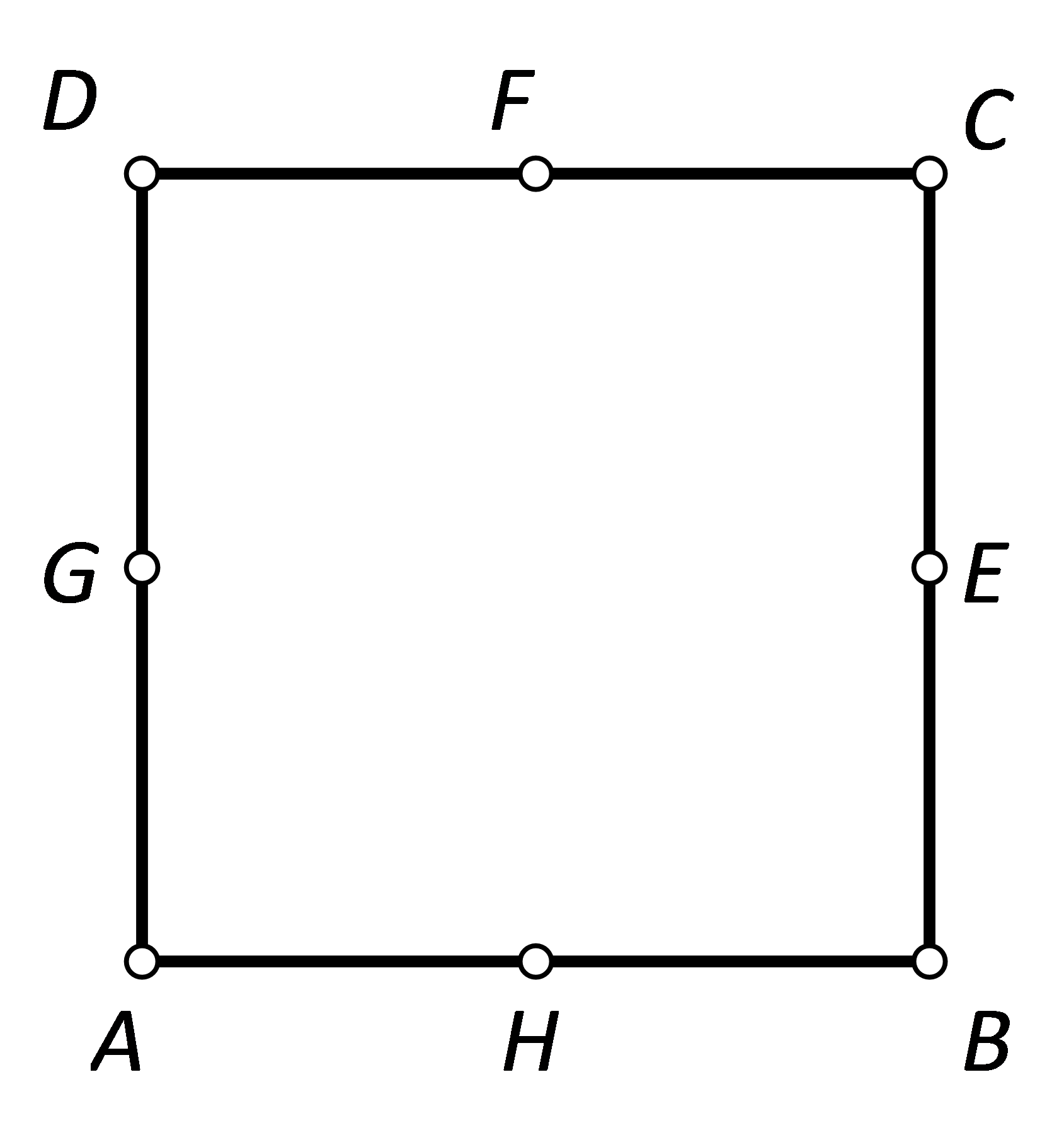 Na slici je kvadrat ABCD i točke E, F, G i H koje su redom polovišta stranica BC, CD, DA i AB.