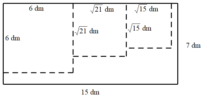 Slika prikazuje raspored kvadrata na smeđoj tapeti koji su se rezali za izradu Pitagorina stabla.