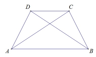 Na slici je jednakokračni trapez s istaknutim dijagonalama