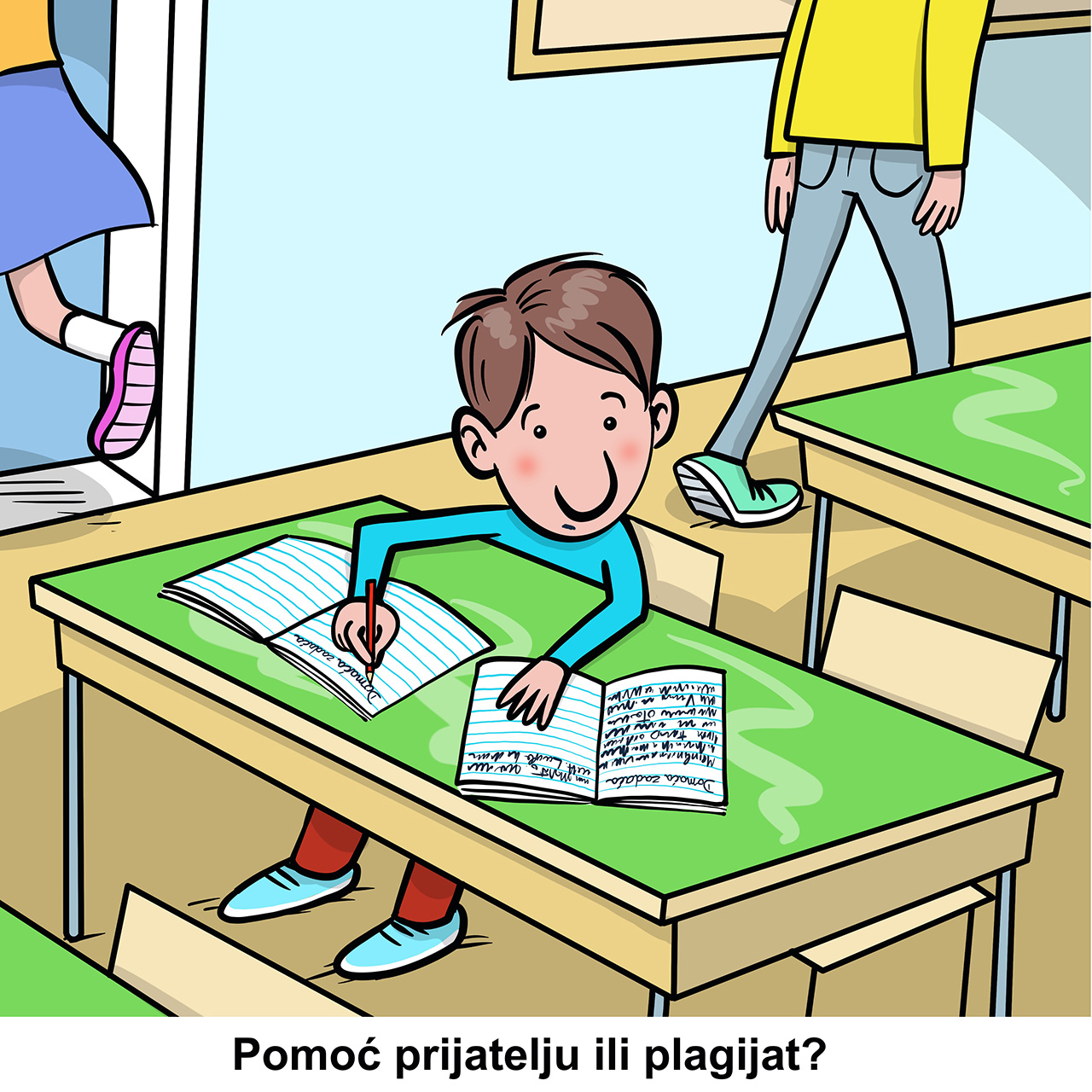 Učenik prije početka sata prepisuje zadaću iz bilježnice svojega prijatelja. Je li to pomoć prijatelju ili plagijat?