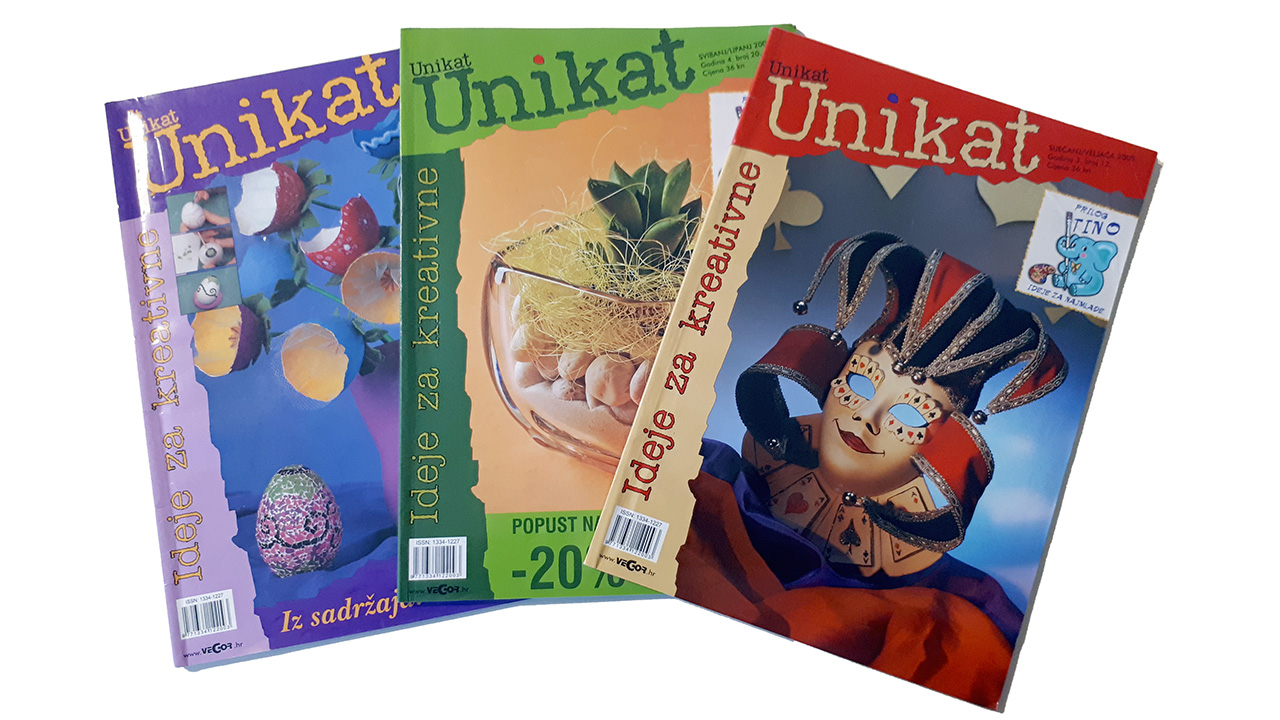 Tri naslovnice časopisa Unikat.