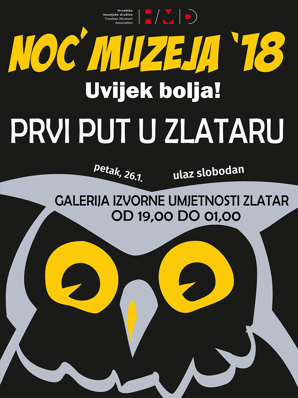 Plakat za Noć muzeja 2018. u Zlataru.