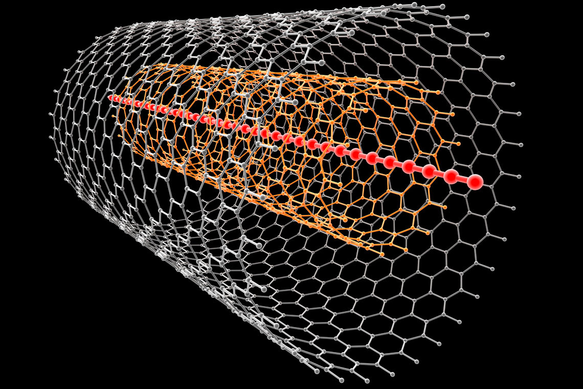 Ugljikova nanocijev; izgledom pofdjeća na namotanu žičanu ogradu izrađenu od šesterokuta