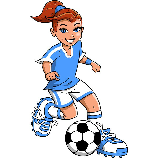 Ilustracija prikazuje djevojčicu koja igra nogomet.